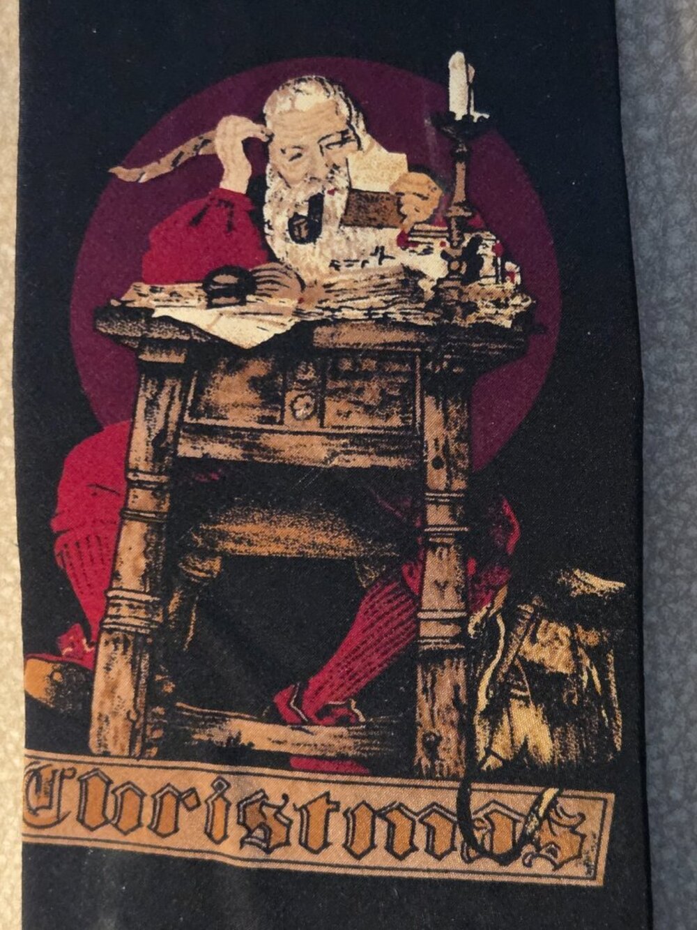 Vintage Norman Rockwell Christmas Tie 1994 Silk Santa Saturday Evening Post Wide